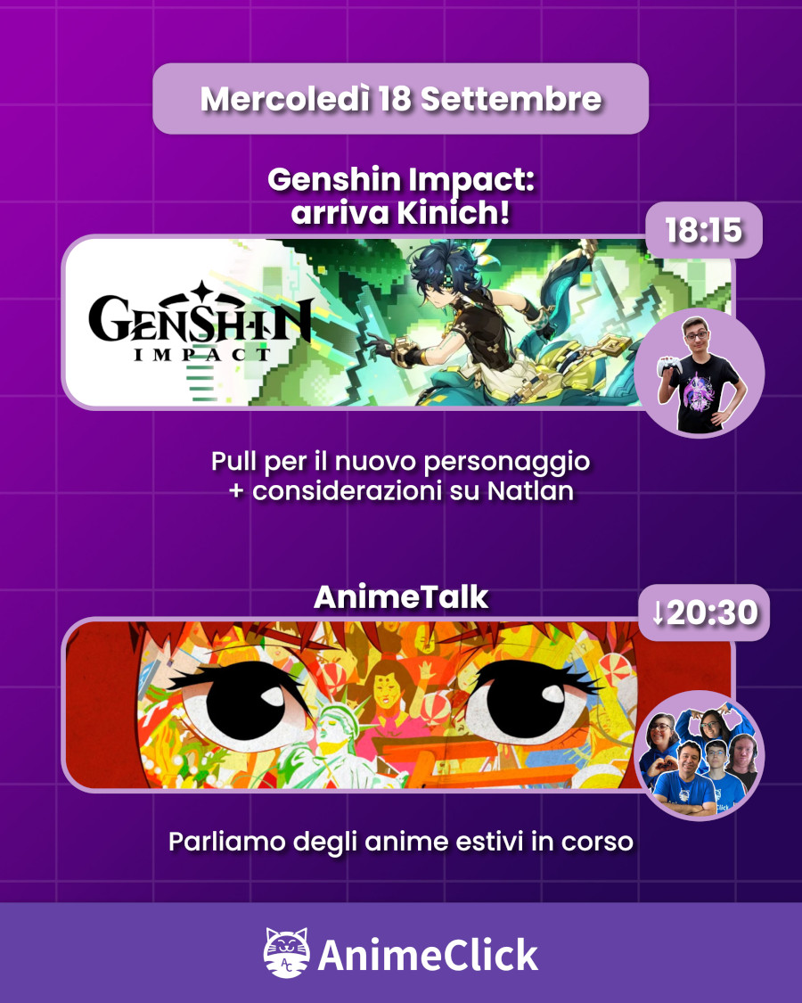 AnimeClick su Twitch: programma dal 16 al 22 settembre